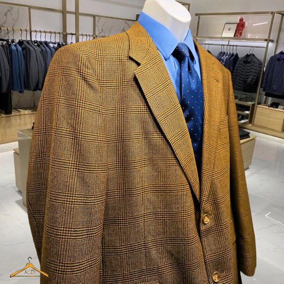 Hart Schaffner Marx Sports Coat - 46R, Tan, Glen Plaid, NWOT - Picture 1 of 13